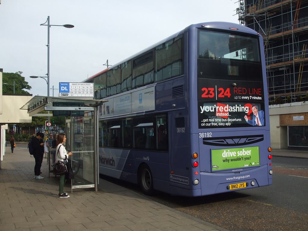 DSCF7495 First Eastern Counties 36192 (BN12 JYS) in Norwich - 2 June 2017