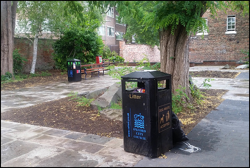 new square spoiled by bins