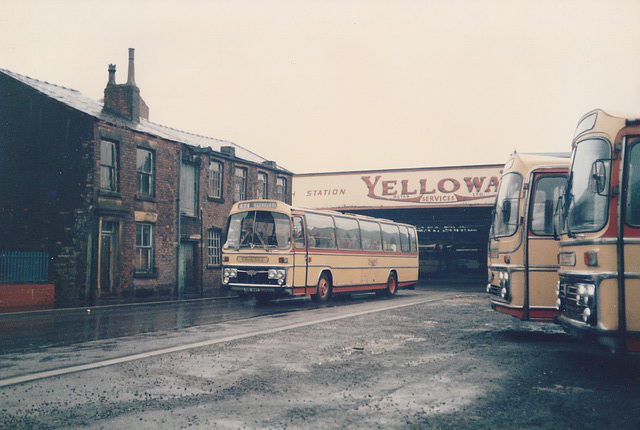 Yelloway XNE 188S leaving the Rochdale coach station – 9 Mar 1986 (35-9) Yelloway XNE 188S leaving the Rochdale coach station – 9 Mar 1986 (35-9)