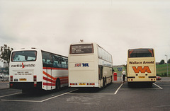 Coaches at Ferrybridge Service Area – 4 Oct 1992 (182-27A)