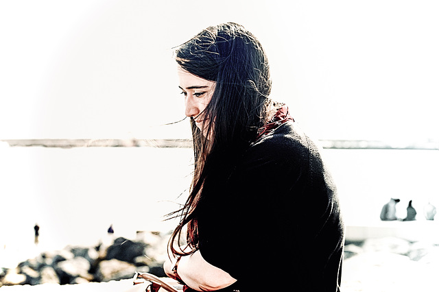 Woman With a Camera at Lyme Regis, August, 2014