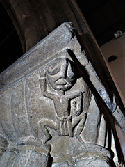 sandiacre church, derbs ; c12 chancel arch figure