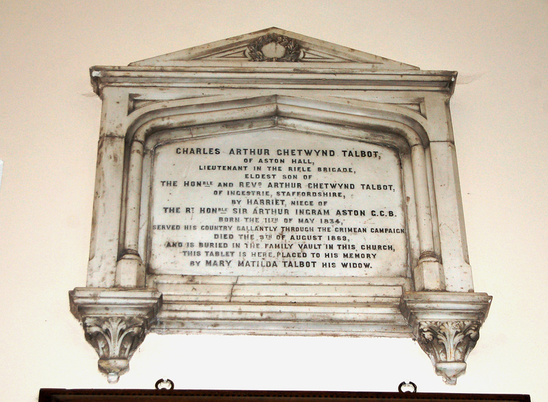 Monument to Charles Arthur Chetwynd Talbot, Aston Church, Cheshire