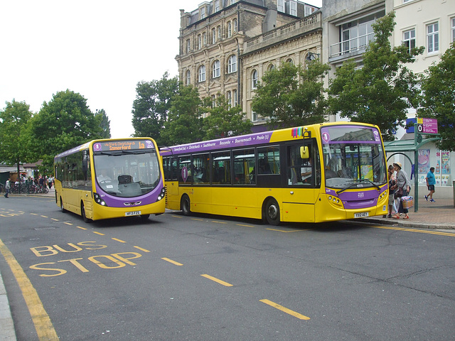 DSCF3638 Yellow Buses 857 (HF13 FZS) and 526 (YX12 AEY) in Bournemouth - 27 Jul 2018