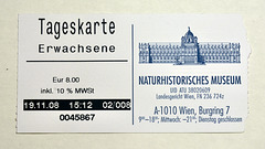 Ticket to the Naturhistorisches Museum in Vienna