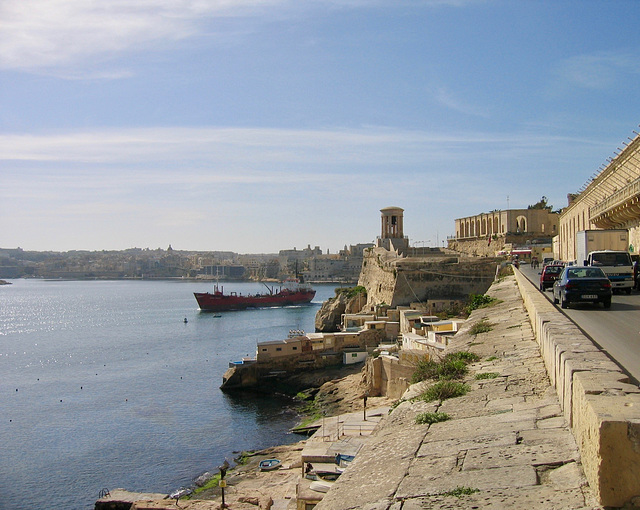 Mediterranean Street and the Siege Bell Memorial, Valletta.
