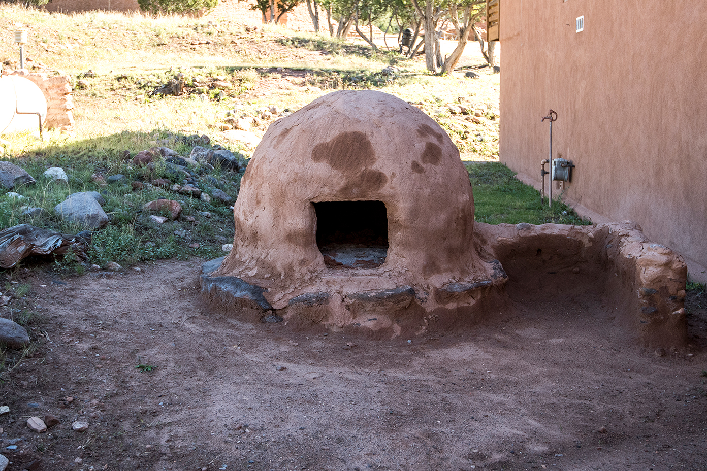 An outdoor oven which are popular in Pueblos