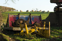 Farm machinery with sheep at Lyme Park