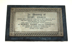 Monument to Henry Linaker Land Agent, Aston Church, Cheshire