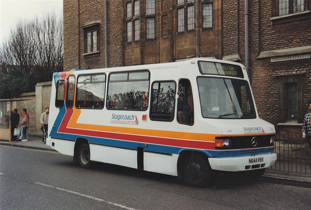 Cambus Limited 205 (N613 VSS) in Emmanuel Street, Cambridge – 15 Feb 1997 (345-01)