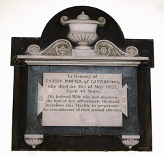 Monument to James Roper of Liverpool by Webster of Kendal, Aston Church, Cheshire