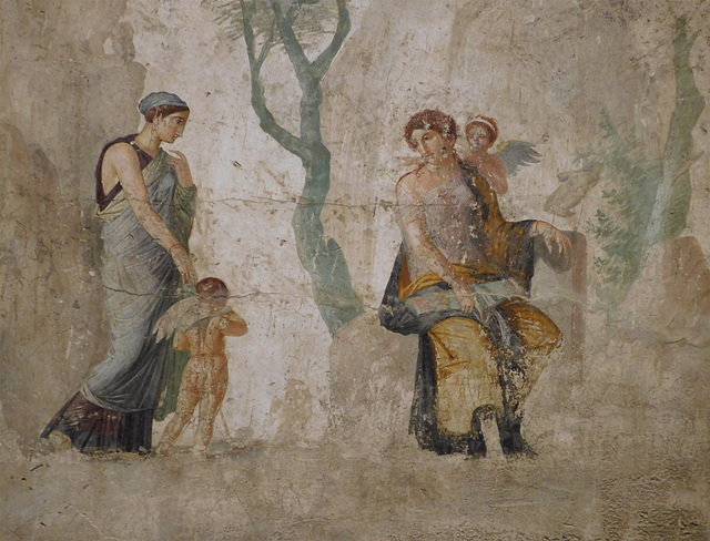 Detail of the Fresco with Punished Eros from the House of Punished Love in Pompeii at ISAW, May 2022