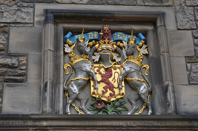 Edinburgh Castle, Two Unicorns - Royal Coat of Arms of the Kingdom of Scotland