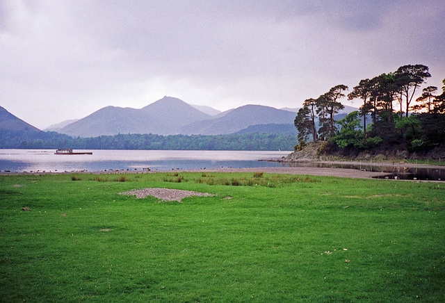Evening at Derwent Water looking towards Friar's Crag (Scan from May 1990)
