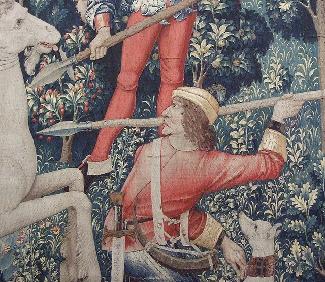 Detail of The Unicorn is Attacked- The Unicorn Tapestries in the Cloisters, April 2012