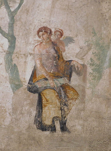 Detail of the Fresco with Punished Eros from the House of Punished Love in Pompeii at ISAW, May 2022