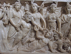 Detail of the Marble Sarcophagus with the Contest between the Muses and Sirens in the Metropolitan Museum of Art, December 2010