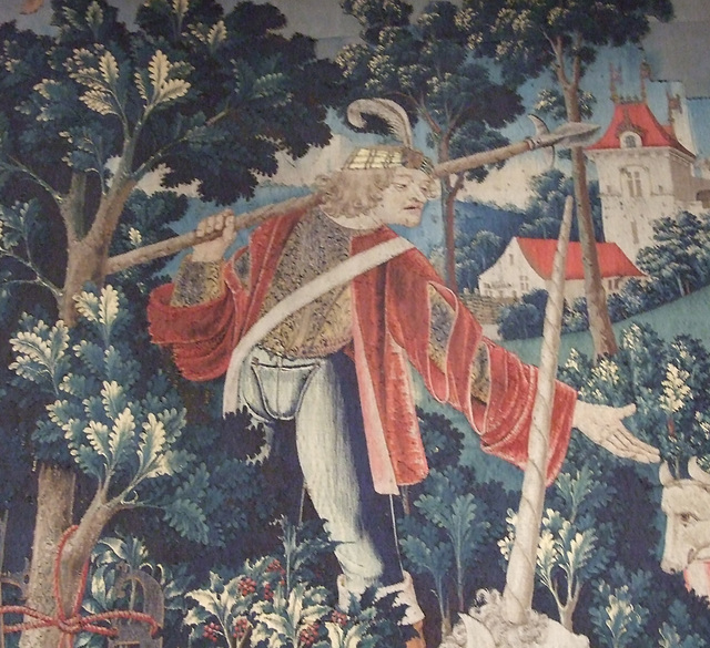 Detail of The Unicorn is Attacked- The Unicorn Tapestries in the Cloisters, April 2012