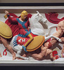 Detail of the Color Reconstruction of The Alexander Sarcophagus: Frieze with Greeks vs. Persians in the Metropolitan Museum of Art, December 2022