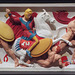 Detail of the Color Reconstruction of The Alexander Sarcophagus: Frieze with Greeks vs. Persians in the Metropolitan Museum of Art, December 2022