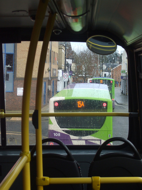 DSCF0691 On board Ipswich Buses 12 (LG02 FDC) following 108 (YX66 WCM) - 2 Feb 2018