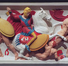 Detail of the Color Reconstruction of The Alexander Sarcophagus: Frieze with Greeks vs. Persians in the Metropolitan Museum of Art, December 2022