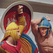 Detail of the Color Reconstruction of The Alexander Sarcophagus: Frieze with Greeks vs. Persians in the Metropolitan Museum of Art, December 2022