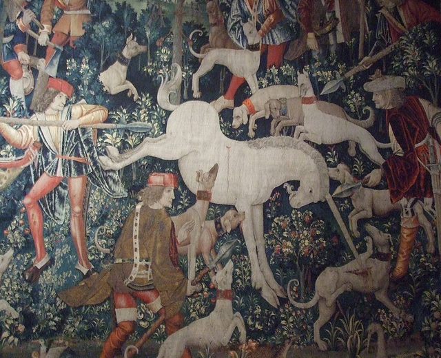 Detail of The Unicorn Defends Itself- The Unicorn Tapestries in the Cloisters, October 2010