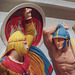 Detail of the Color Reconstruction of The Alexander Sarcophagus: Frieze with Greeks vs. Persians in the Metropolitan Museum of Art, December 2022