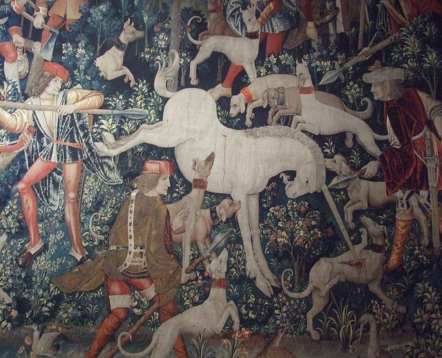 Detail of The Unicorn Defends Itself- The Unicorn Tapestries in the Cloisters, October 2010