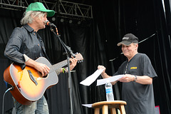 Steve Poltz's guitar case's owner, Steve Poltz, on the Main Stage Sunday
