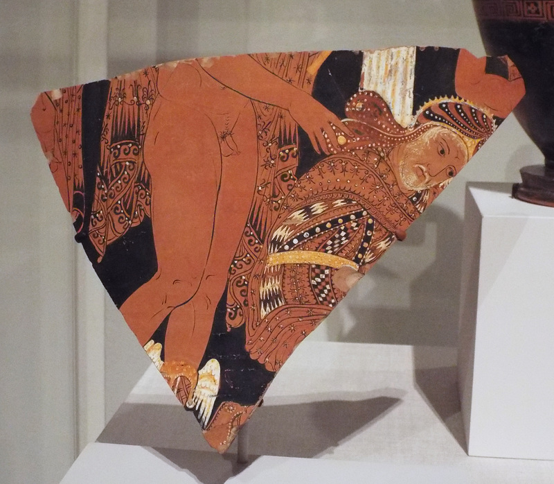 Fragment of a Terracotta Calyx-Krater Attributed to the Black Fury Painter in the Chroma Exhibition in the Metropolitan Museum of Art, December 2022