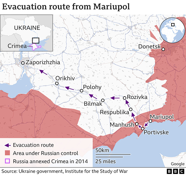 UKR - Mariupol evacuation route, 6th March 2022