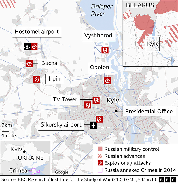 UKR - North & Kyiv closeup, 5th March 2022