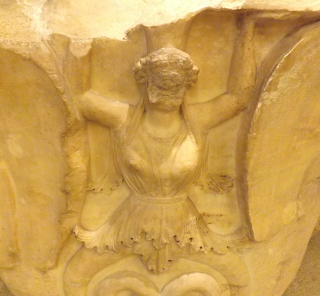 Detail of a Capital of a Column from the Agora of Salamis on Cyprus in the British Museum, May 2014