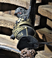chagford church, devon, c17 wooden funerary helm with prouz lion crest +1664 (2)