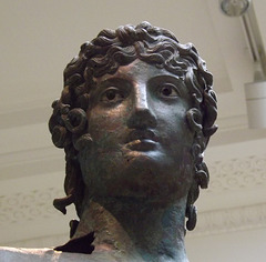 Detail of a Bronze Statue of a Young Man in the British Museum, April 2013