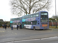 First Eastern Counties 36171 (BD11 CFU) and 36173 (BD11 CFX) in Mildenhall - 5 Dec 2023 (P1170133)