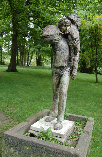 'Carrying the Afgan Hound' by John Mills, Renishaw Hall Gardens, Derbyshire