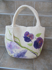 felt handbag with pansies