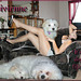 Vivienne dangling with her dogs harem