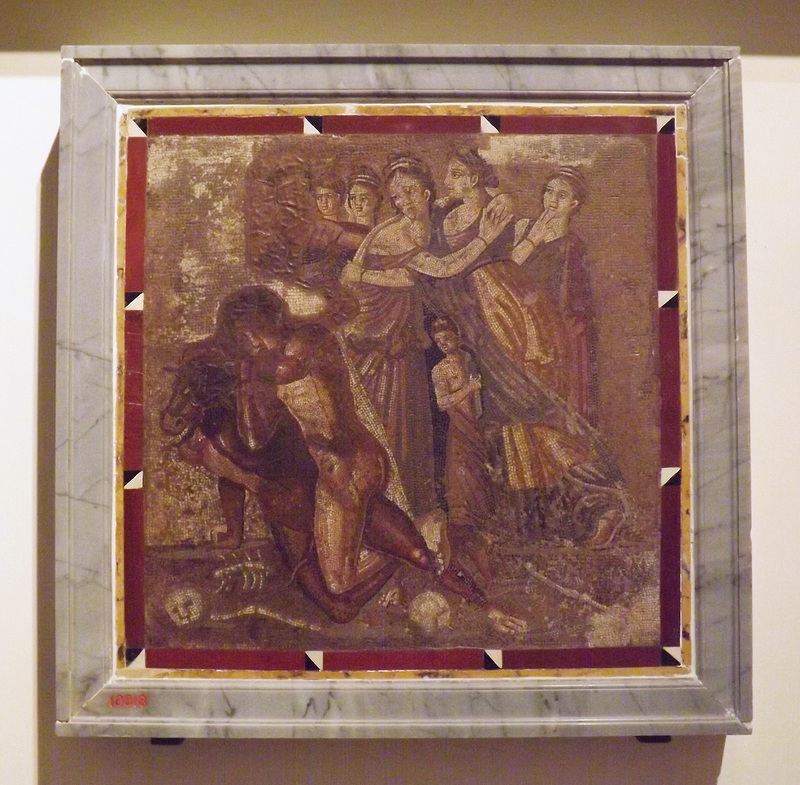 Theseus and the Minotaur Mosaic in the Naples Archaeological Museum, July 2012