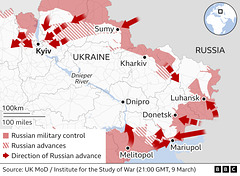 UKR - east map , 9th March 2022