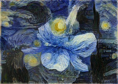 Violette à la manière de Van Gogh ( nuit étoilée) avec Pikazo