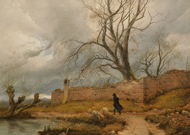 Detail of Wanderer in the Storm by Von Leypold in the Metropolitan Museum of Art, February 2019