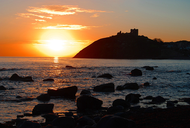 Criccieth castle at sunset