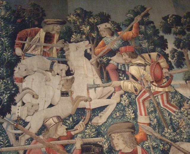 Detail of The Unicorn is Killed and Brought to the Castle- The Unicorn Tapestries in the Cloisters, April 2012