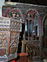 chivelstone church, devon , early c16 pulpit and screen