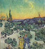 Detail of A Walk at Twilight by Van Gogh in the Metropolitan Museum of Art, July 2023