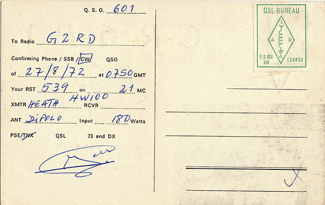 QSL CR6PV (1972) back